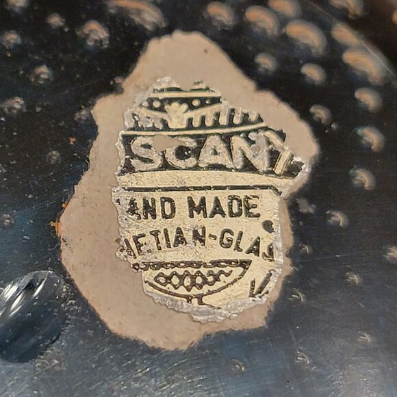 VINTAGE VENETIAN MURANO ART GLASS BOWL BLUE TURQUOISE GOLD SWIRL BUBBLES LEAF - Picture 6 of 9